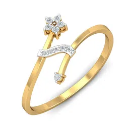 KUBERBOX Stellar Stream 18KT Gold Diamond Studded Ring - 1.1 gm-image-61