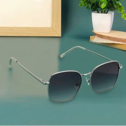 Carlton London Premium Silver & Grey Toned UV Protected Lens Square Sunglass for Unisex (132)-picture-36