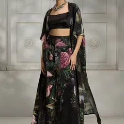 Rivaar By Rocky Star Printed Boat Neck Top Shrug With Palazzos Co-Ords Set-picture-45