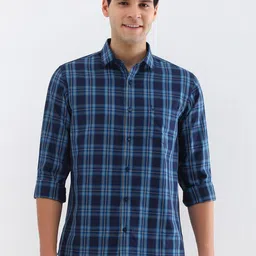 Allen Solly Men Spread Collar Tartan Checked Cotton Slim Fit Casual Shirt-picture-28