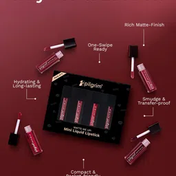 Pilgrim Set Of 4 Matte Me Up Mini Hydrating Liquid Lipstick - 1 ml Each Bold Mistress image 4