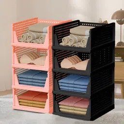 Aura Pink & Black 8 Pieces Textured Reusable Desk Organisers-image-46