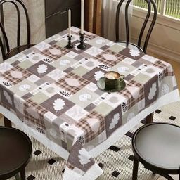 Dakshya Industries Grey Floral Waterproof Plastic 4-Seater Table Cover-picture-0