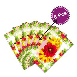 LooMantha Yellow & Green 6 Pieces Rectangle Floral Printed Table Placemats-2