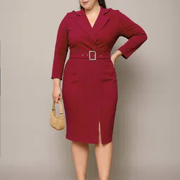 SASSAFRAS Curve Woman Bodycon Midi Dress-image-28