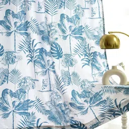Tranquebar Home Blue 2 Pcs Floral Printed Room Darkening Door Curtains-picture-1