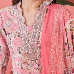 sangria SangriaFloral Printed Anarkali Kurta & Trouser With Dupatta image 2