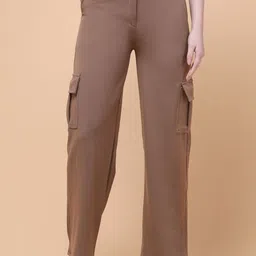 Charitra Women Relaxed High-Rise Easy Wash Cargos Trousers-image-13