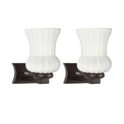 Somil Premium Designer Glass Wall / Night Lamp Elegant & Stylish Dcor Accent for Modern Interiors, color, White, Size:- 19.5 X 27 X 29 CM-image-20