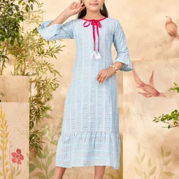 BAESD Floral Print Tie-Up Neck A-Line Dress-image-94