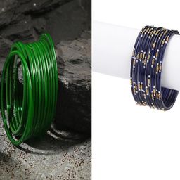 SOMIL Set of 24 Green Alloy Artificial Stones & Beads Bangles-image-48