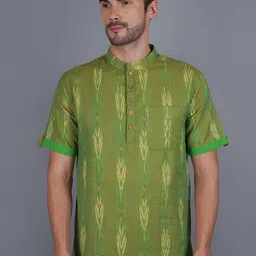 Cot'N Soft Mandarin Collar Ikat Woven Design Dobby Cotton Straight Kurta-image-71