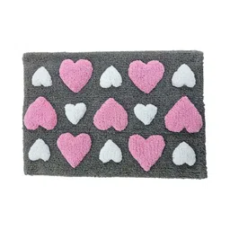 Aura Grey & Pink Patterned Anti-Skid 1800 GSM Cotton Bath Rugs-picture-35