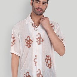 Stysure Men Relaxed Floral Semi Sheer Casual Shirt-image-28