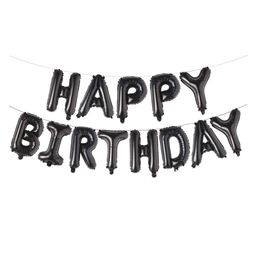 Amfin Happy Birthday Letter Foil Balloons Black - Pack of 13-7