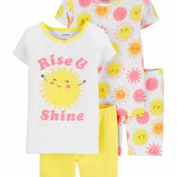 Carter's 4-Piece Sun Snug Fit Cotton PJs - Yellow White-image-3
