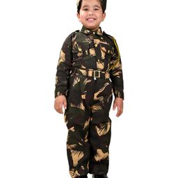 BookMyCostume Full Sleeves Commandos Profession Fancy Dress Costume - Green & Yellow-image-14