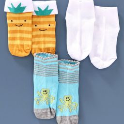 Mustang Ankle Length Socks Pack of 3 - Blue Yellow White-image-62