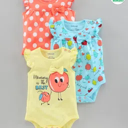 Babyoye Sleeveless Onesies Printed Pack of 3 - Multicolour-picture-10