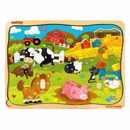 Webby Cartoon Farm Animals Wooden Jigsaw Puzzle Multicolor - 24 Pieces-26