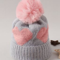 Babyhug Pom Pom Winter Cap Heart Print Grey - Diameter 14 cm-image-59