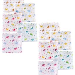 Babyhug Reusable Square Printed Muslin Cotton Nappy Set Medium Pack of 5 - Multicolor Combo Pack of 2-7