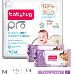 Babyhug Pro Bubble Care Pant Style Diapers Medium - 54 Pieces & Babyhug Soothing Lavender & Chamomile Wipes - 72 Pieces  - (Pack of 2)-22