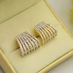 JEWELOPIA Gold-Plated Brass American Diamond Studs-picture-15