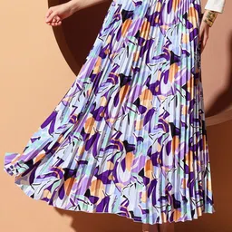 OTABU Abstract Printed A-Line Maxi Skirt-picture-12