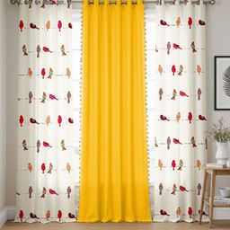 URBAN SPACE Yellow & White Set of 3 Floral Door Curtain-image-41