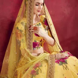 ODETTE Printed Thread Work Semi-Stitched Lehenga & Blouse With Dupatta image 2
