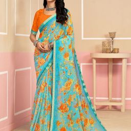 Pandadi Saree Floral Printed Sarees with Zari Woven Design Border-image-89