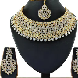 VATSALYA creation White And Yellow Artificial Stones Jewellery Set-image-1