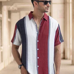 Powerlook Men Striped Spread Collar Lightweight Structure Casual Shirt-picture-6