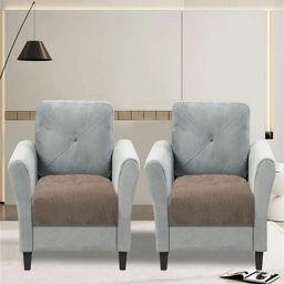 LUXEHOME INTERNATIONAL Taupe Solid 2 Pieces 2 Seater Sofa Covers-17