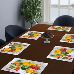 LooMantha Grey & Yellow 6 Pieces Rectangle Shaped Printed Table Placemats-14