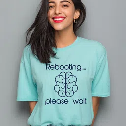 Storeily Typography Printed Round Neck Cotton Short Sleeves Oversized T-shirt-picture-36