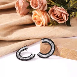 StyleCast Silver-Plated Rhinestone Studded Contemporary Studs-picture-41