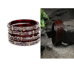 SOMIL Set of 16 Maroon Alloy Bangles-image-46