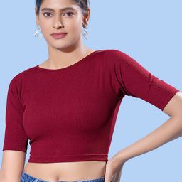 VAMAS - THE DESIGNER BLOUSES Fitted Crop Top-image-23