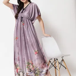 G4Girl Floral  Printed Pure Silk Maxi Kaftan Nightdress-picture-27