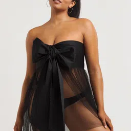 VAGHBHATT Self Design Strapless Baby Doll-image-29