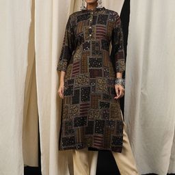 Anouk Floral Printed Mandarin Collar Kurta-picture-30