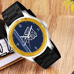 CSAMON Men Printed Dial & Straps Analogue Watch B9050G BLK Islamic NUM06 CD_SH-25