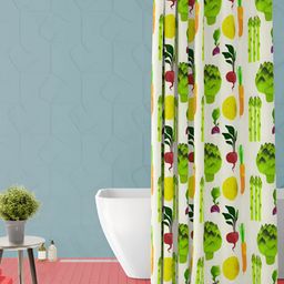 ArtzFolio White & Green Printed Waterproof Shower Curtain-image-17