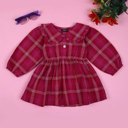 V-Mart Kids Checked Cotton Fit & Flare Knee Length Dress-picture-15
