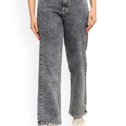 zayla Women Comfort Wide Leg High-Rise Slash Knee Heavy Fade Jeans-image-60