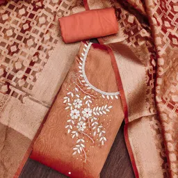 SAINOOR Embellished Semi-Stitched Dress Material-image-98