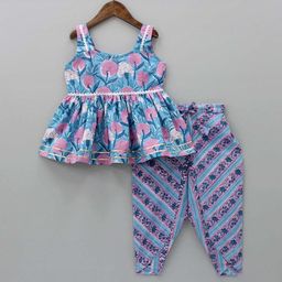 YK Girls Blue Polyester Printed Kurta Sets-picture-37