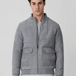 Mufti Men Mock Collar Solid Padded Jacket-picture-9